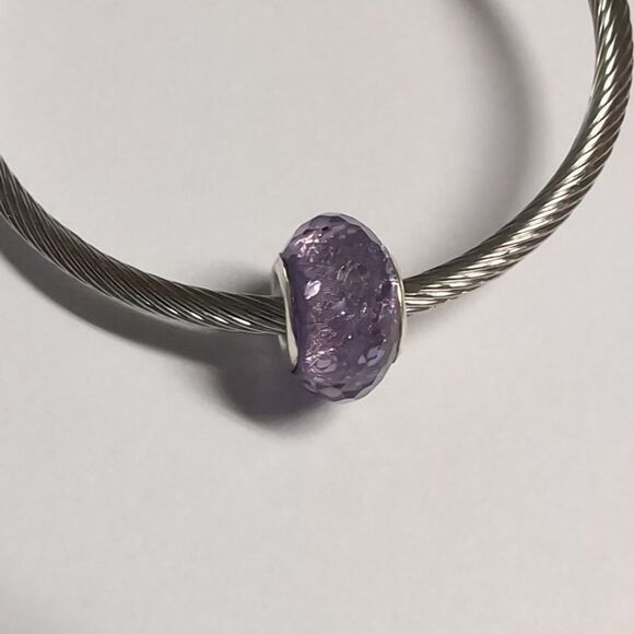 Purple Sparkly Charm for Pandora Style Bracelet - Picture 2 of 4